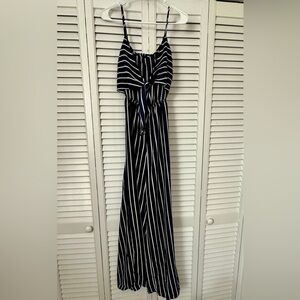 Navy/White Tie-Front Jumpsuit